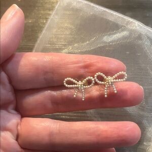 J. Crew Pearl Bow Earrings